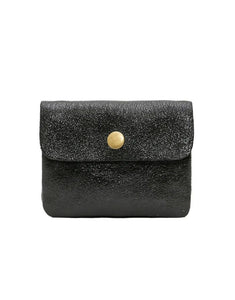 Portemonnaie Leder Klein I Schwarz Metallic
