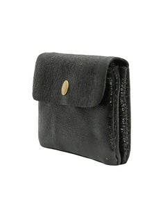 Portemonnaie Leder Klein I Schwarz Metallic