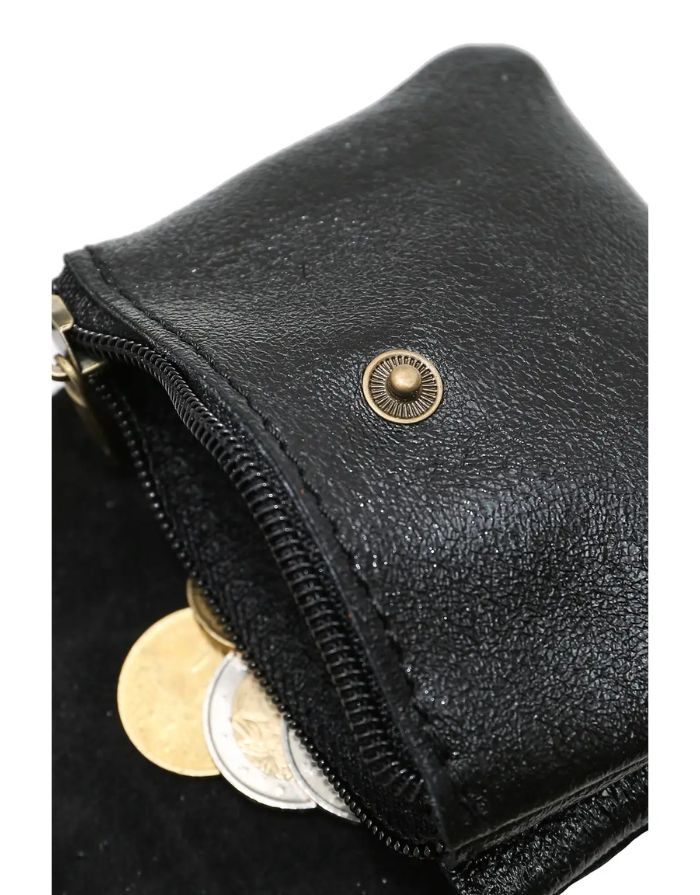 Portemonnaie Leder Klein I Schwarz Metallic