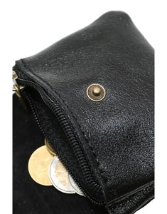 Portemonnaie Leder Klein I Schwarz Metallic