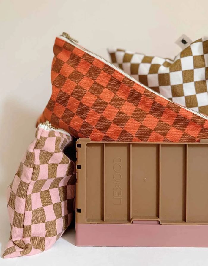 Pouch Lili I Checks Ecru Caramel