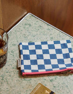 Purse Marie I Checks Blue Ecru