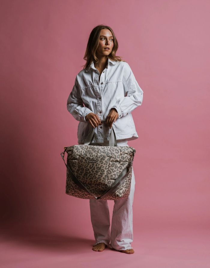 Padded Tote Bag Large I Leo Splashes Grey/Sand