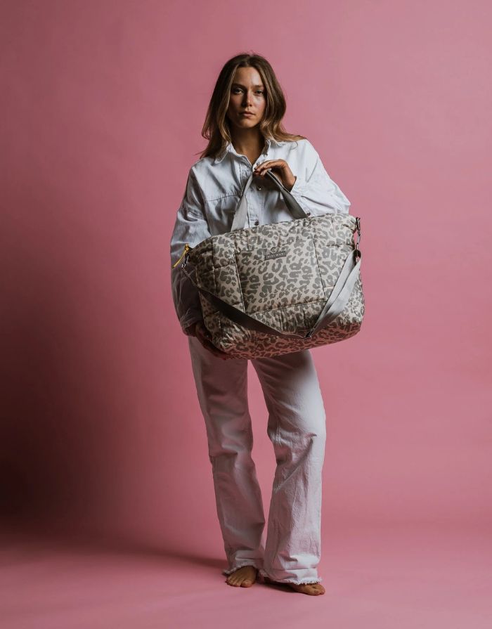 Padded Tote Bag Large I Leo Splashes Grey/Sand
