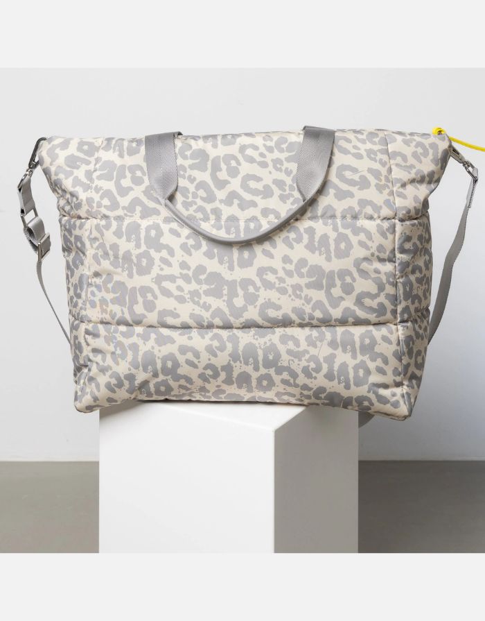 Padded Tote Bag Large I Leo Splashes Grey/Sand