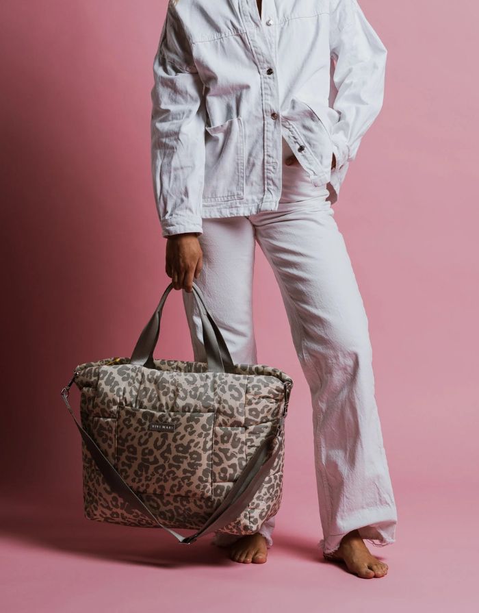Padded Tote Bag Large I Leo Splashes Grey/Sand
