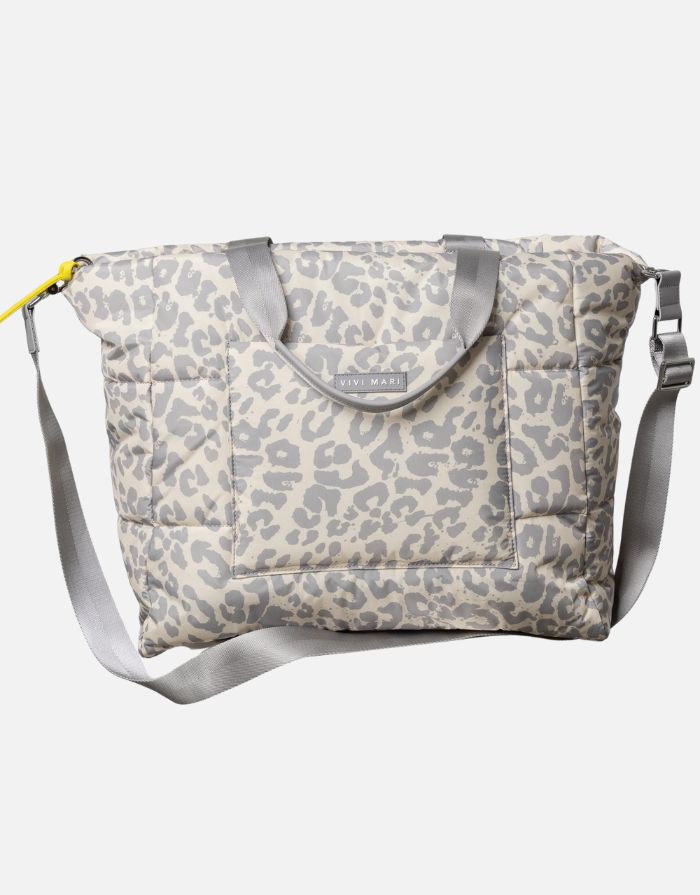 Padded Tote Bag Large I Leo Splashes Grey/Sand