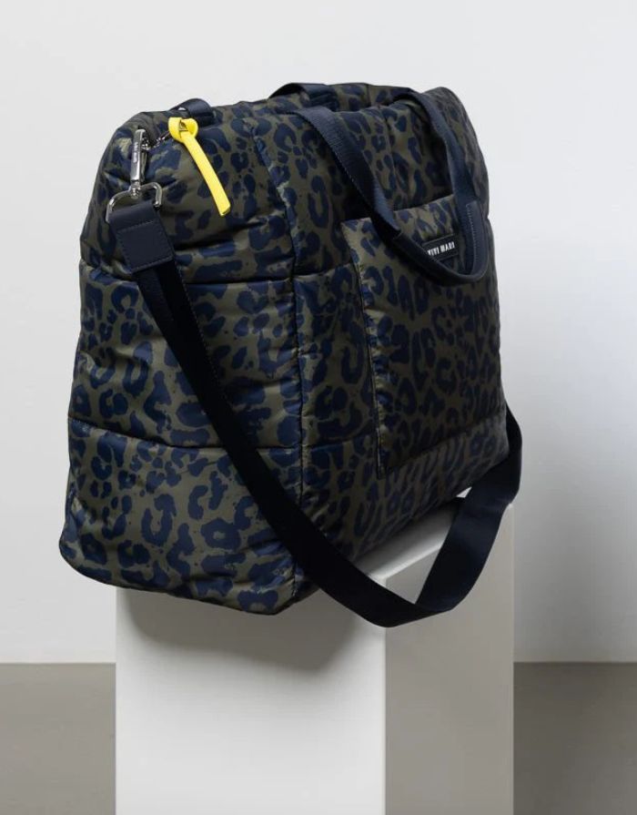 Padded Tote Bag Large I Leo Splashes Navy/Olive