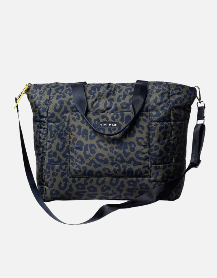 Padded Tote Bag Large I Leo Splashes Navy/Olive