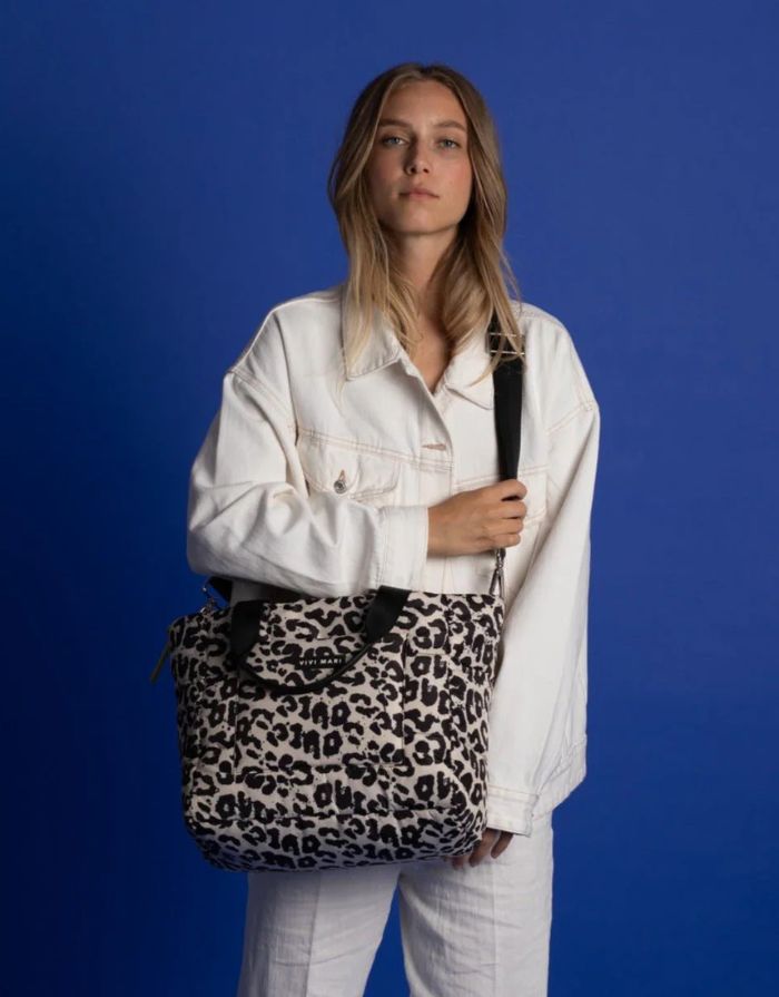 Padded Tote Bag Medium I Leo Splashes Black/Sand