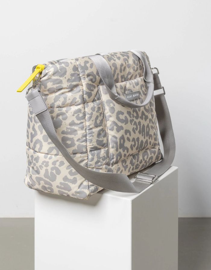 Padded Tote Bag Medium I Leo Splashes Grey/Sand