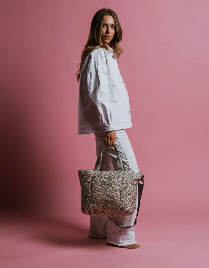 Padded Tote Bag Medium I Leo Splashes Grey/Sand