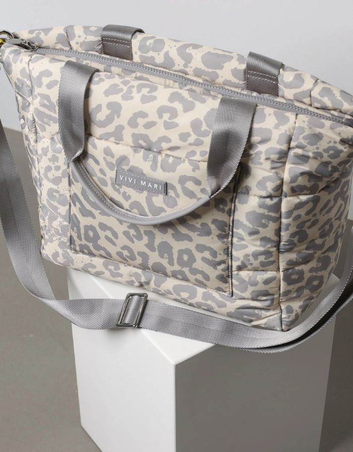 Padded Tote Bag Medium I Leo Splashes Grey/Sand
