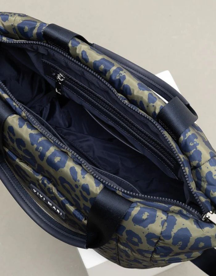 Padded Tote Bag Medium I Leo Splashes Navy/Olive