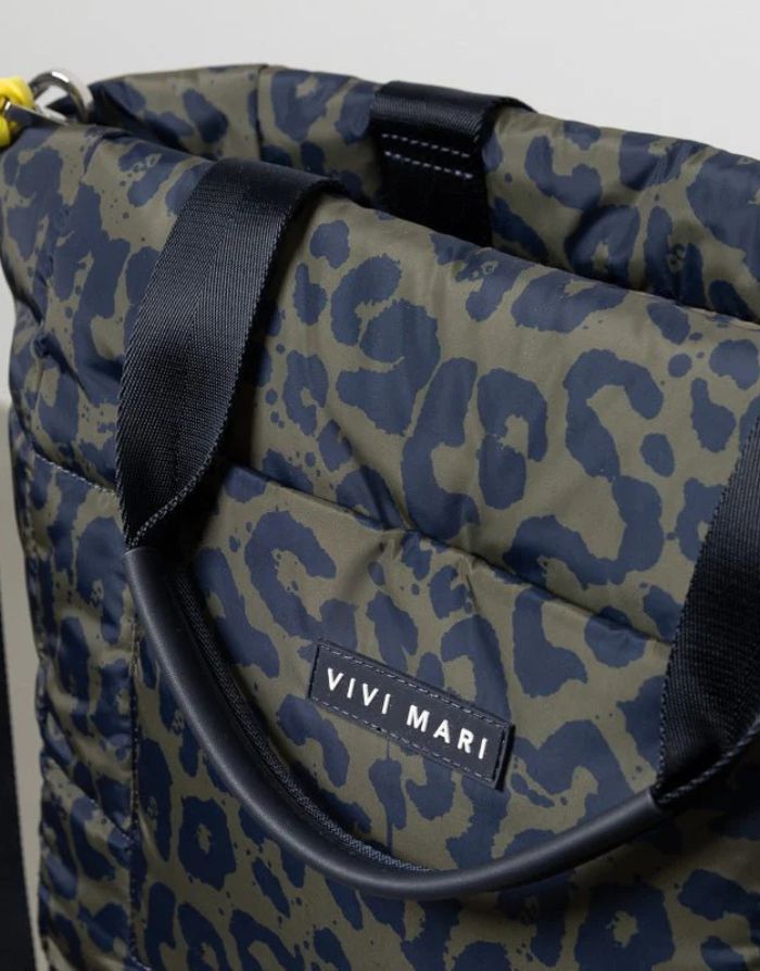 Padded Tote Bag Medium I Leo Splashes Navy/Olive