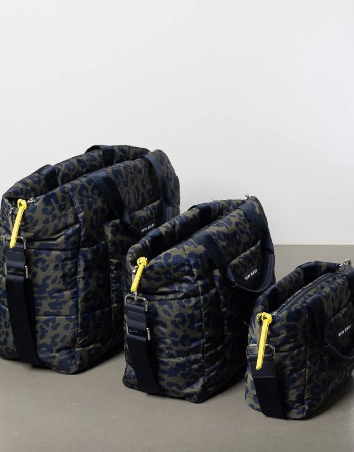 Padded Tote Bag Medium I Leo Splashes Navy/Olive