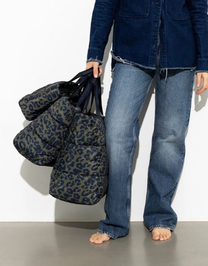 Padded Tote Bag Medium I Leo Splashes Navy/Olive