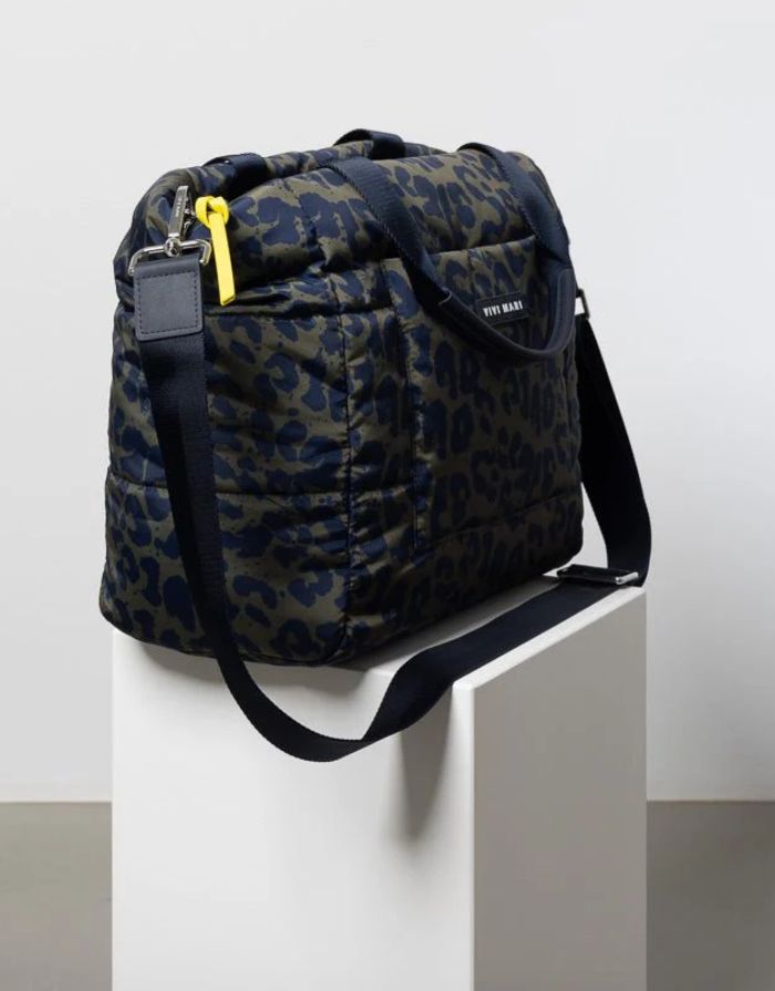 Padded Tote Bag Medium I Leo Splashes Navy/Olive