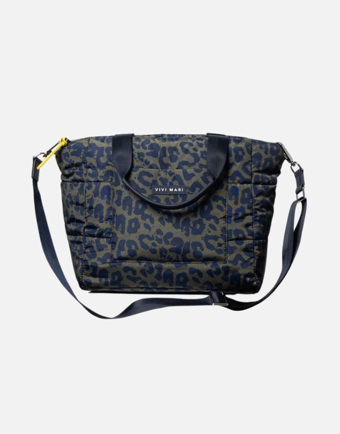 Padded Tote Bag Medium I Leo Splashes Navy/Olive