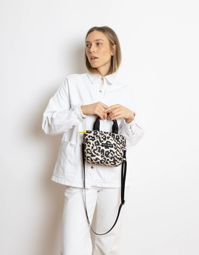 Padded Tote Bag Mini I Leo Splashes Black/Sand