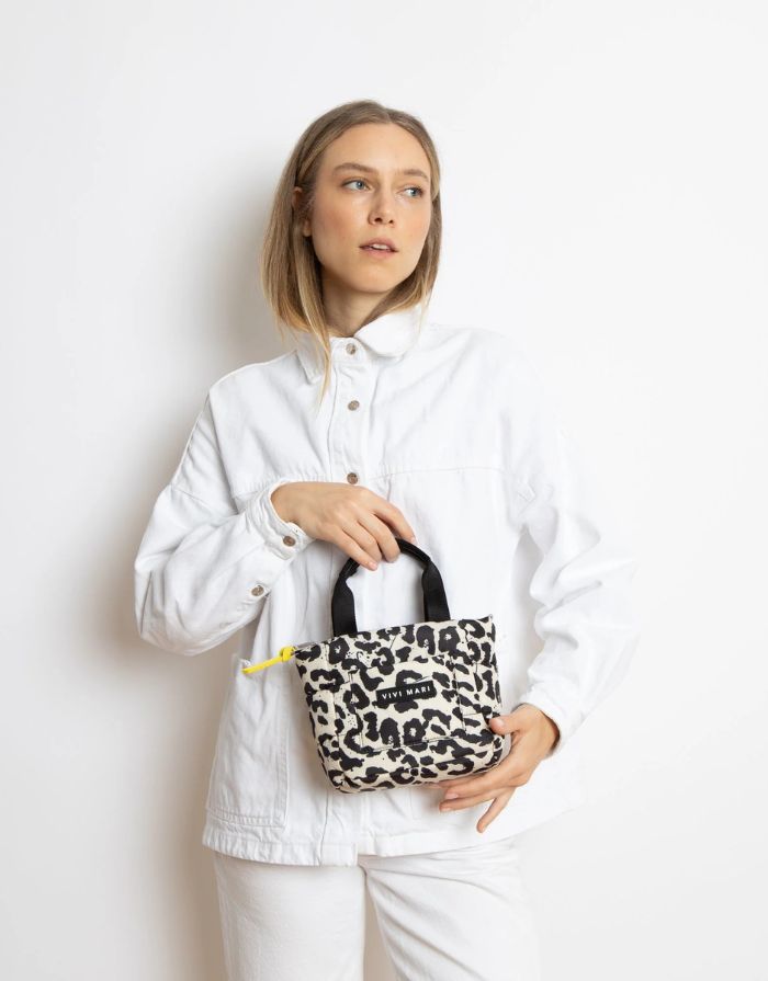 Padded Tote Bag Mini I Leo Splashes Black/Sand