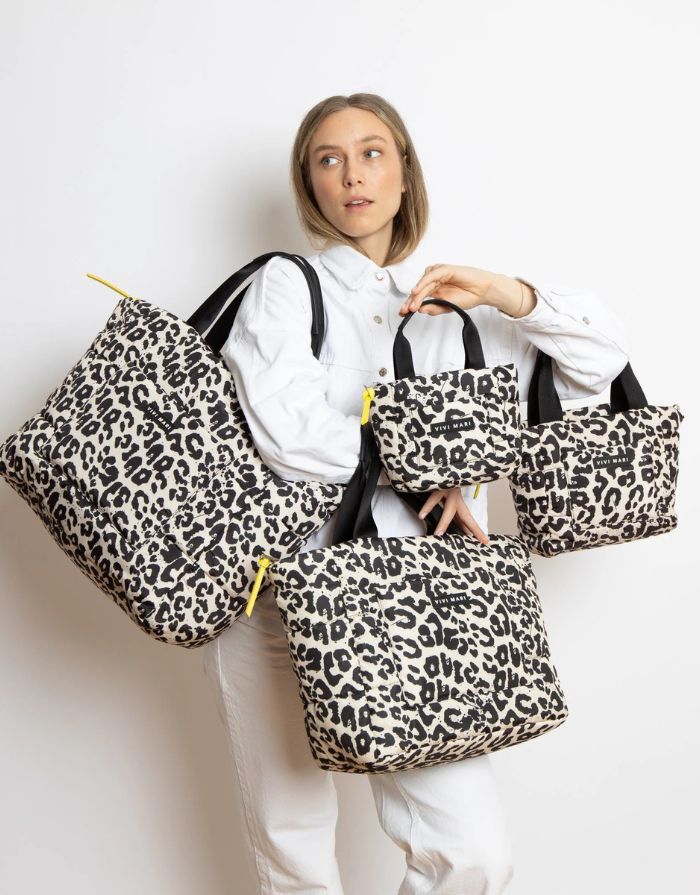 Padded Tote Bag Mini I Leo Splashes Black/Sand