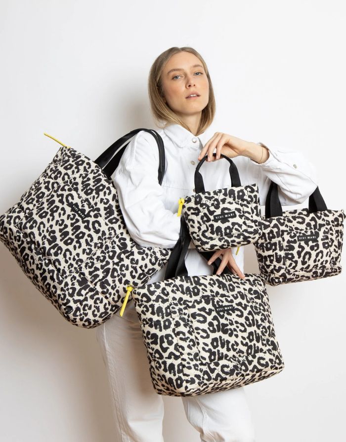Padded Tote Bag Mini I Leo Splashes Black/Sand