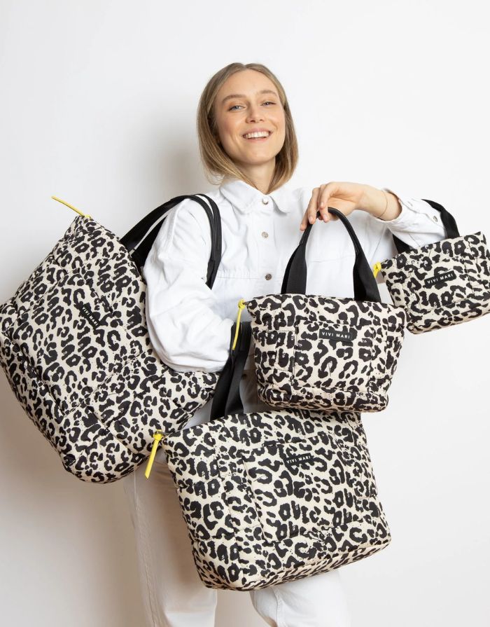 Padded Tote Bag Mini I Leo Splashes Black/Sand
