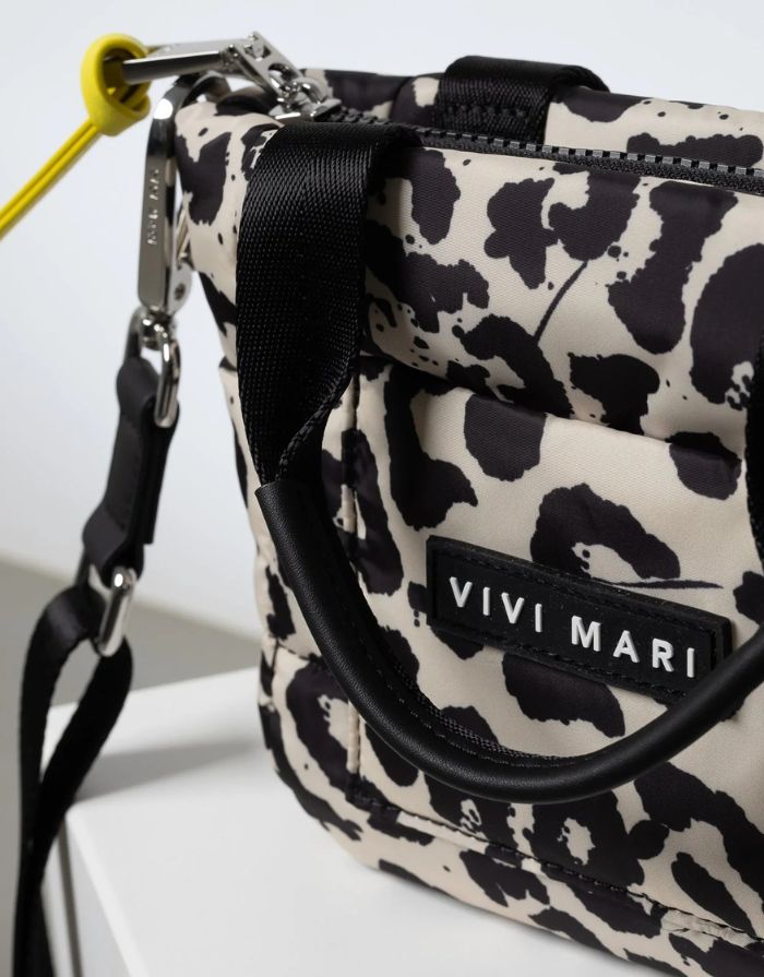 Padded Tote Bag Mini I Leo Splashes Black/Sand