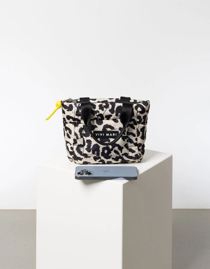 Padded Tote Bag Mini I Leo Splashes Black/Sand