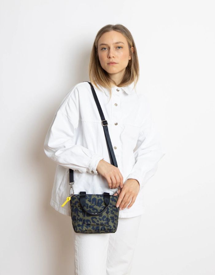 Padded Tote Bag Mini I Leo Splashes Navy/Olive