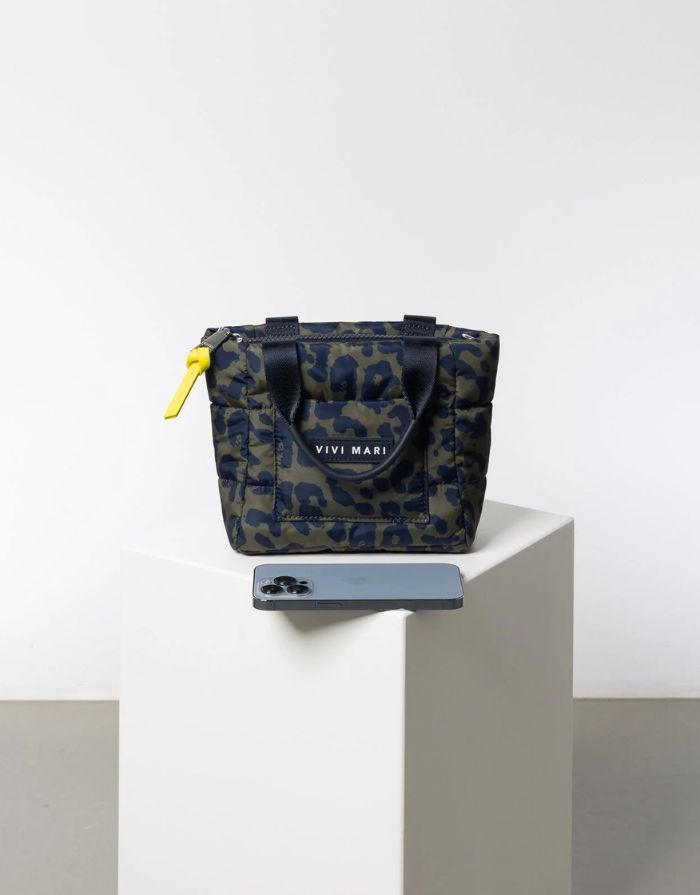 Padded Tote Bag Mini I Leo Splashes Navy/Olive