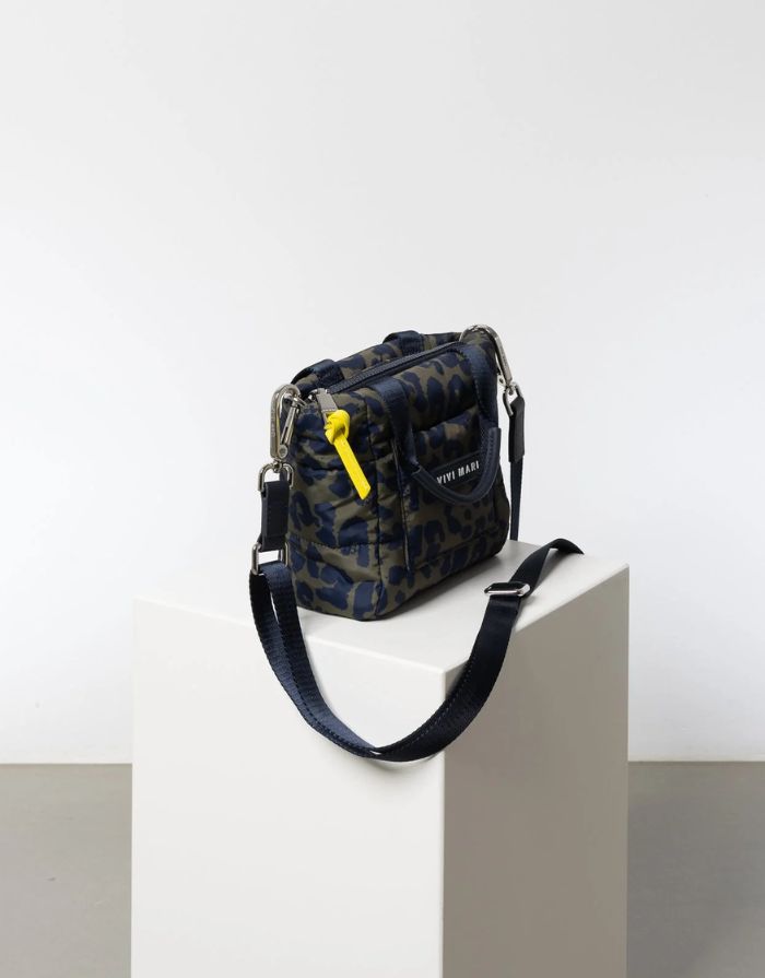 Padded Tote Bag Mini I Leo Splashes Navy/Olive