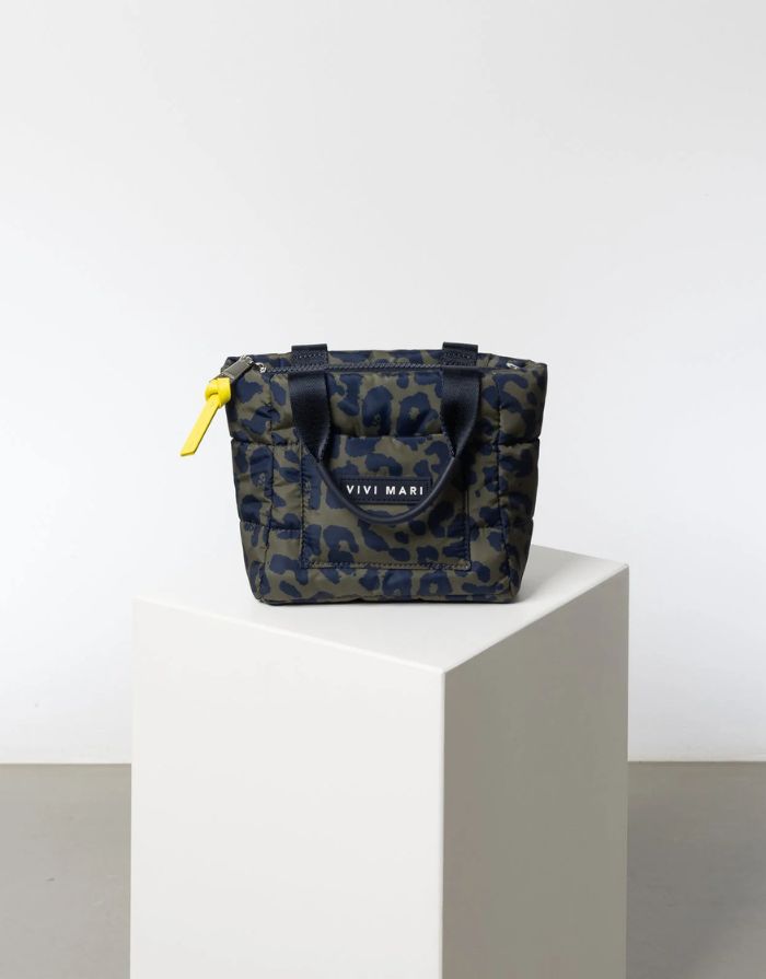 Padded Tote Bag Mini I Leo Splashes Navy/Olive