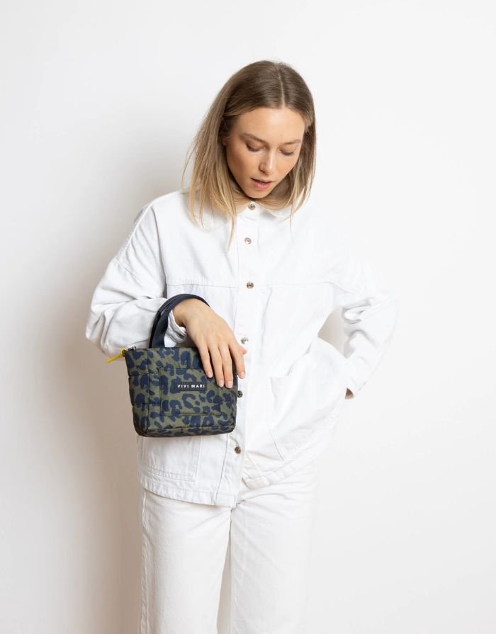 Padded Tote Bag Mini I Leo Splashes Navy/Olive