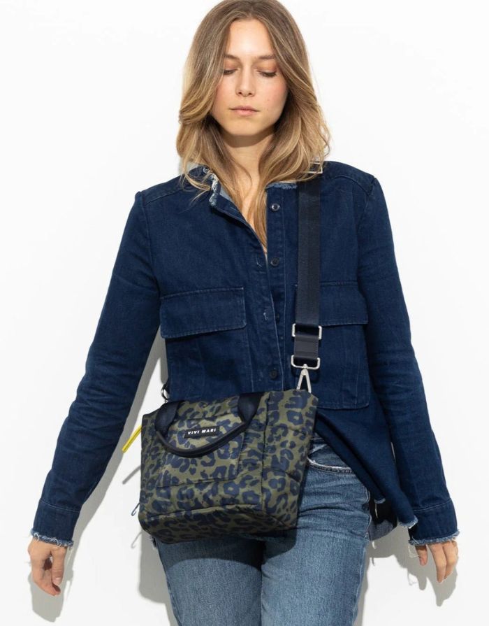 Padded Tote Bag Small I Leo Splashes Navy/Olive