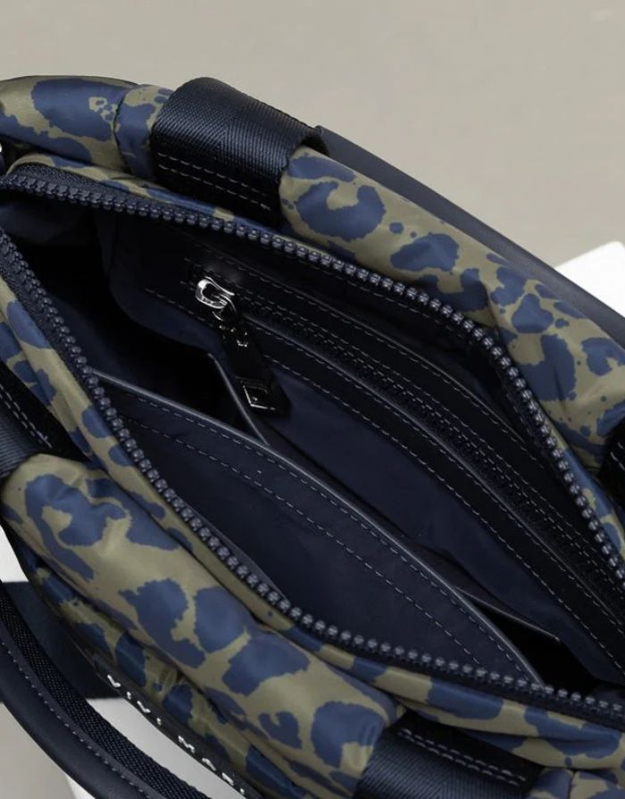 Padded Tote Bag Small I Leo Splashes Navy/Olive