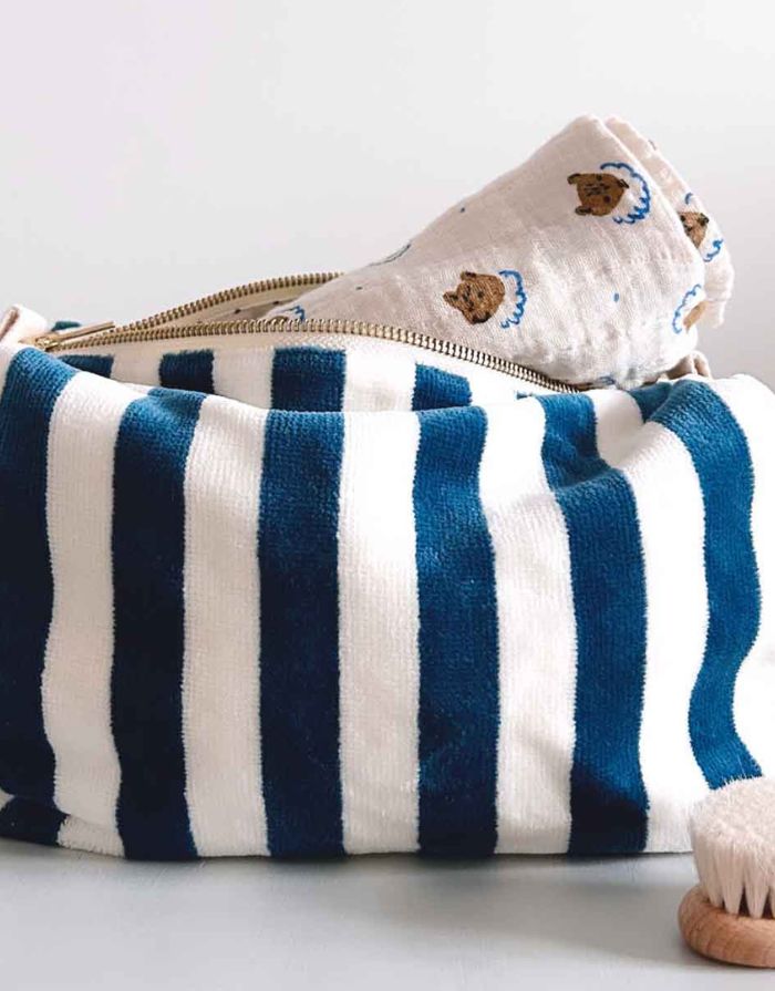 Kulturtasche Frottee Vic I Stripes Midnight Ecru – nordlykk