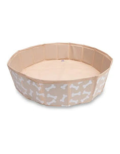 Beiger Hundepool Bonebash ø80 cm von Swim Essentials mit Knochenprint – perfekte Abkühlung für Hunde im Sommer.