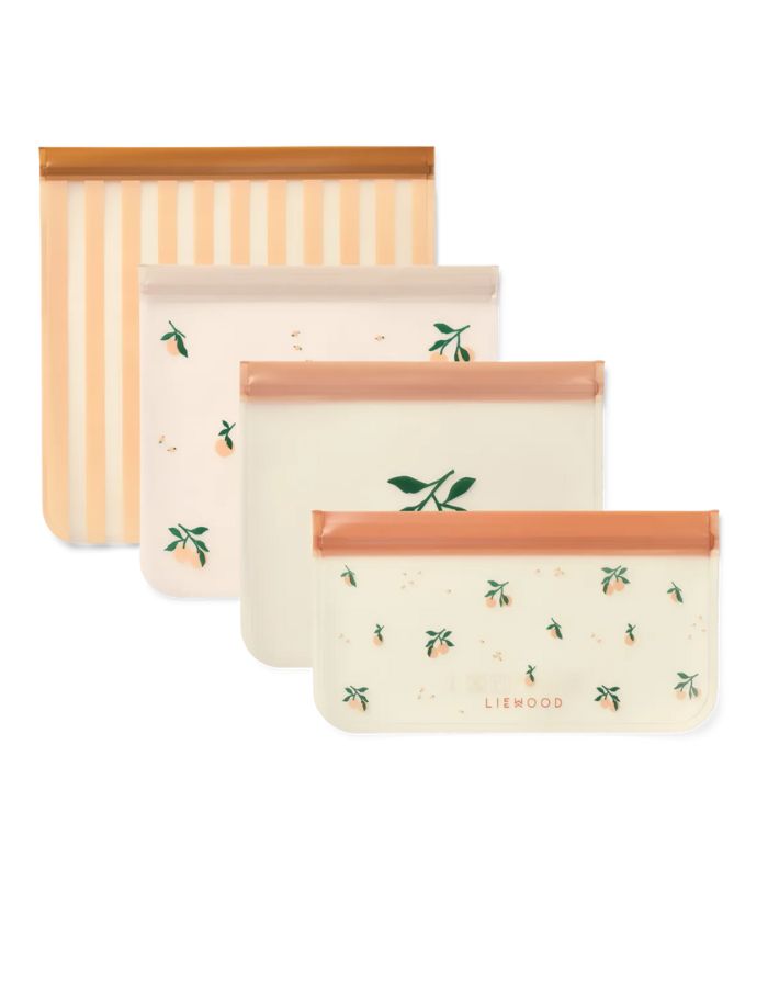 Mehrweg-Aufbewahrungsbeutel Clive 4er-Set I Peach/Sea Shell