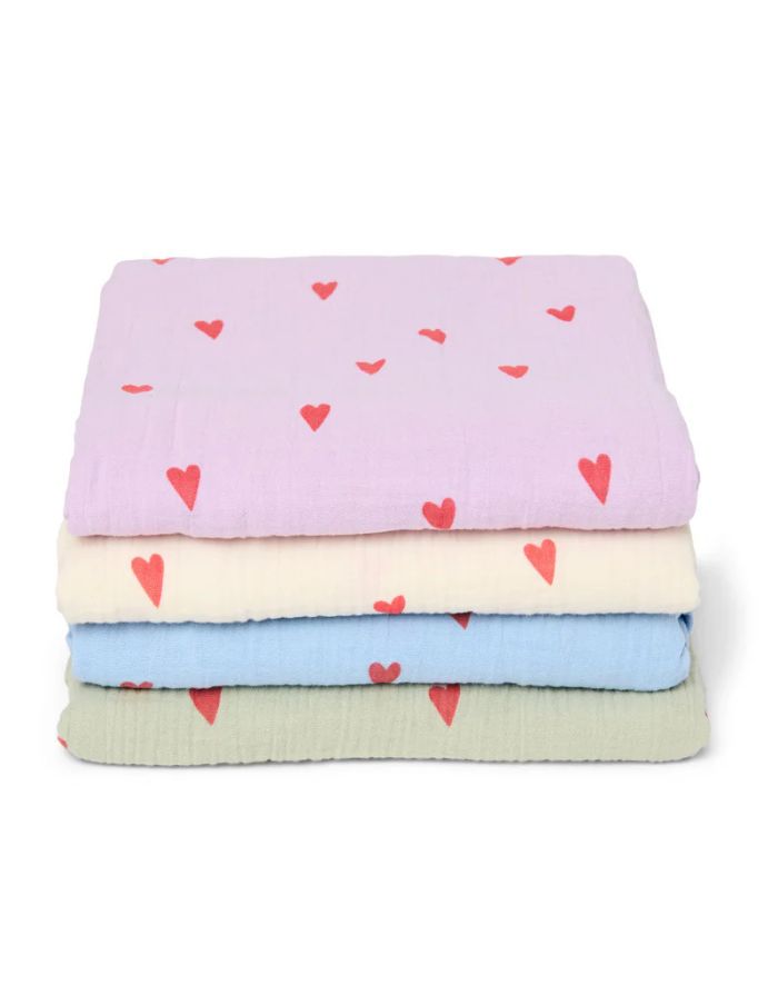 Musselin Swaddle 120 x 120cm I Lilac Hearts