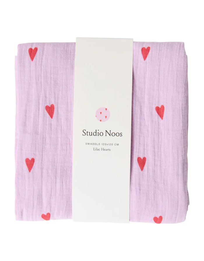 Musselin Swaddle 120 x 120cm I Lilac Hearts
