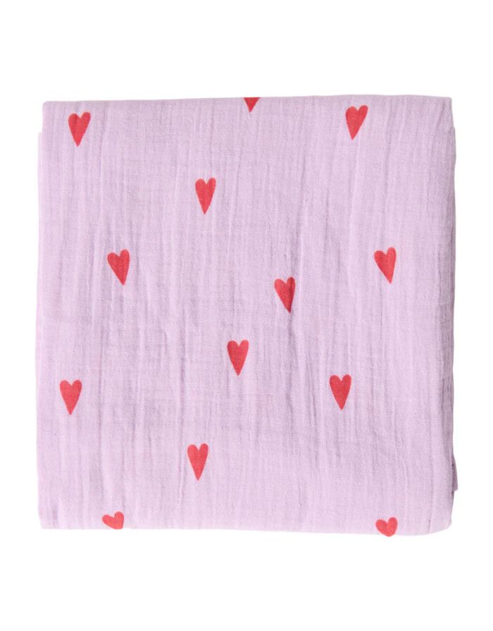 Musselin Swaddle 120 x 120cm I Lilac Hearts