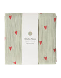 Musselin Swaddle 120 x 120cm I Sage Green Hearts