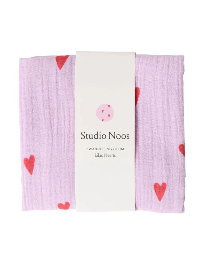 Musselin Swaddle 70x70cm I Lilac Hearts