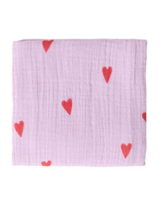 Musselin Swaddle 70x70cm I Lilac Hearts