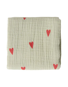 Musselin Swaddle 70x70cm I Sage Green Hearts