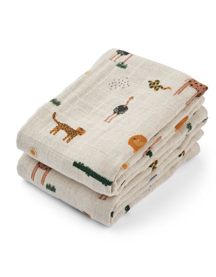 Musselin-Tuch Lewis 2er-Set I Safari Sandy Mix