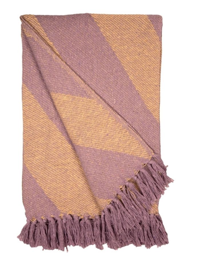 Decke Streifen I Violett/Gelb