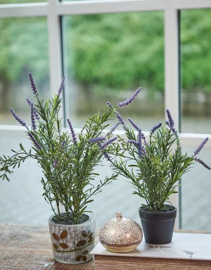 Kunstpflanze Lavendel im Topf H 30cm I Green/Purple